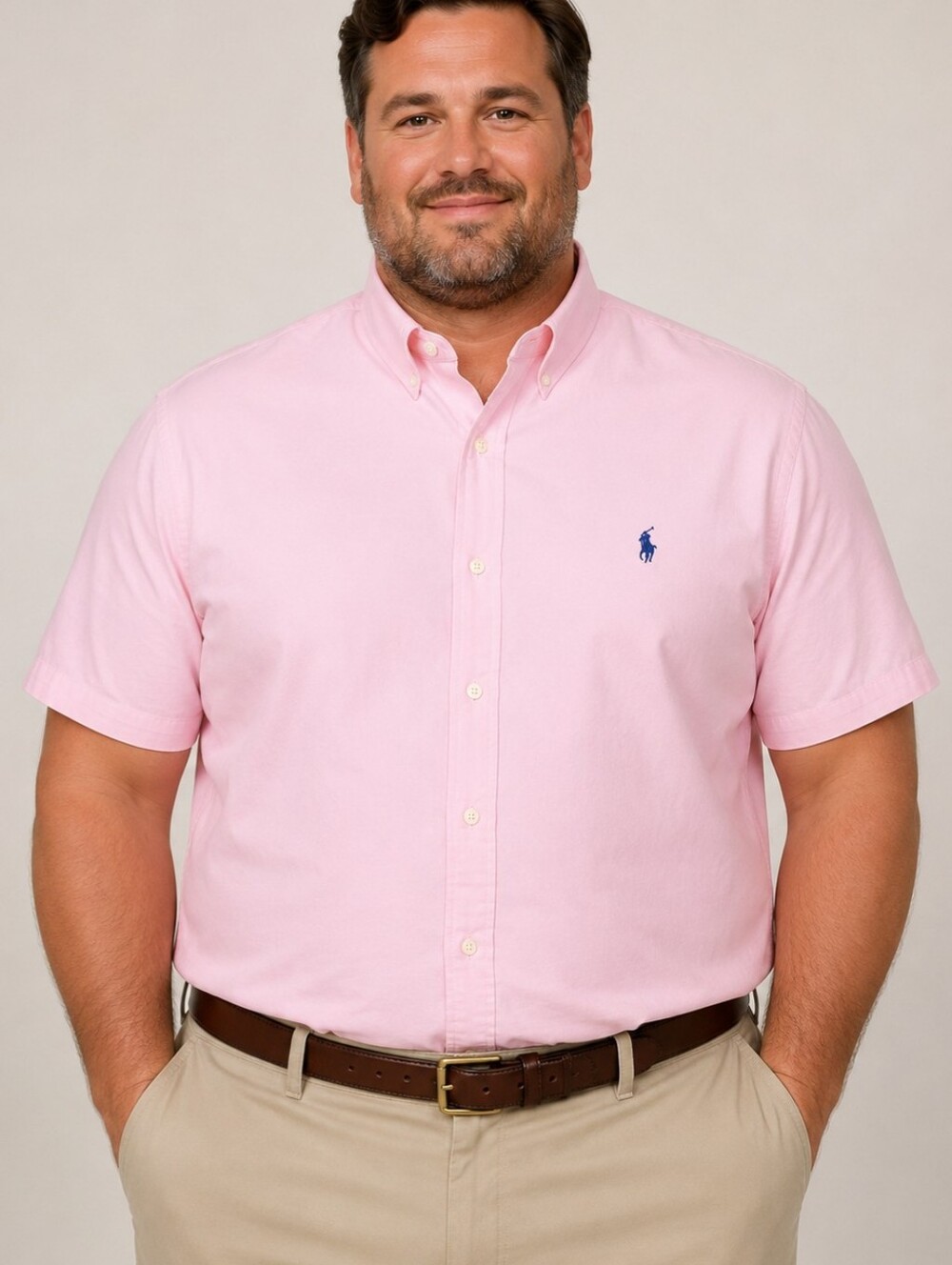 Polo Ralph Lauren Men Pink Short Sleeve Oxford Button Down Shirt 4XB Big & Tall